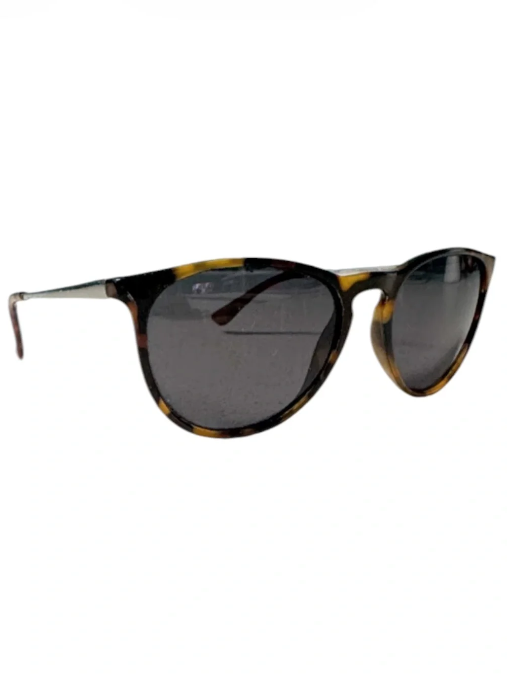 Foster Grant black brown tortoiseshell plastic frame wire arm sunglasses OS